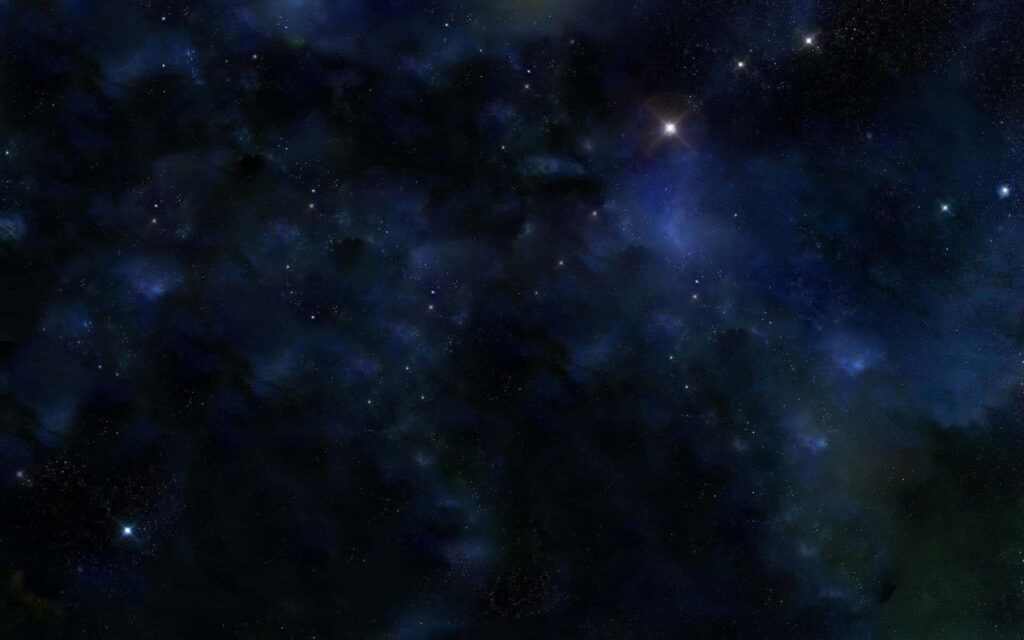 Stunning cosmic wallpaper of deep space with glowing stars, swirling dark matter, and vibrant nebulae.