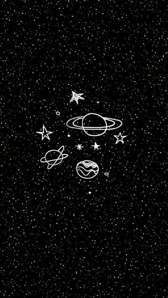 Cosmic Cuties: Exploring the Celestial Realm in an Aesthetic Black Background Wallpaper