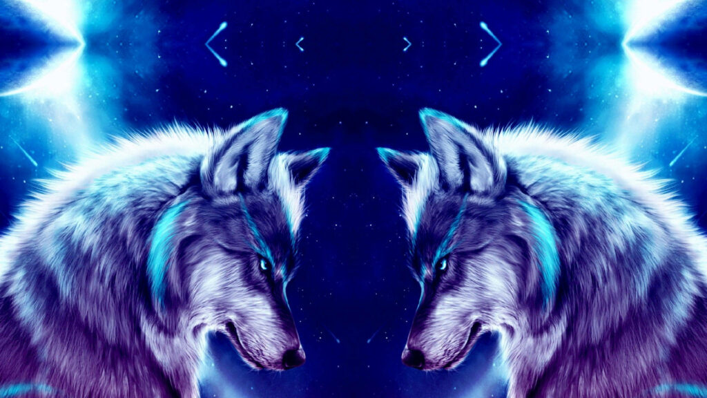 A Majestic Encounter: Mesmerizing Galaxial Beings Engaged in a Radiant Stare-Off amidst a Celestial Tapestry Wallpaper