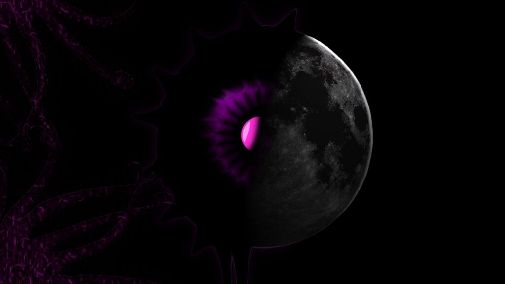 Stunning Dark Cosmic Wallpaper: Purple Planet with Glowing Energy