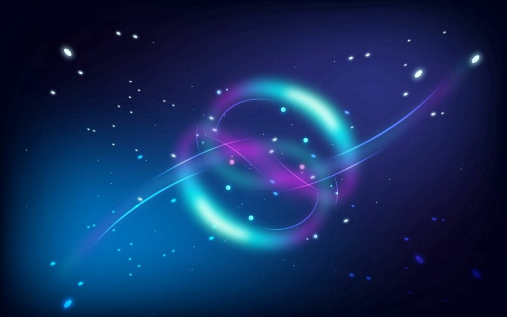 Cosmic Elegance: Luminous Blue & Purple Circles Wallpaper