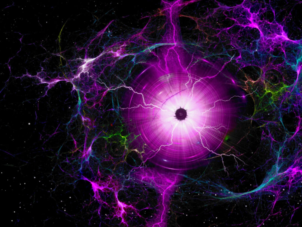 Cosmic Energy Vortex Wallpaper: Mesmerizing Pink & Purple Design