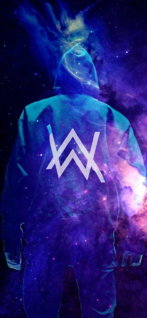 Cosmic Enigma: Alan Walker Illuminated by his Emblem in Extraterrestrial Wallpaper