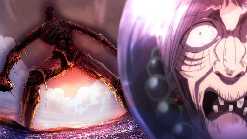 Cosmic Garou versus Saitama intense anime showdown dynamic wallpaper with vivid cosmic energy