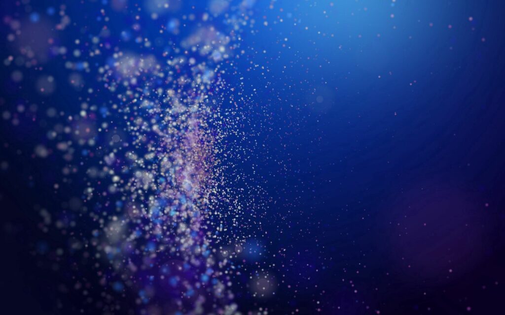 Cosmic Abstract Wallpaper: Illuminated Particles on Dark Blue Background