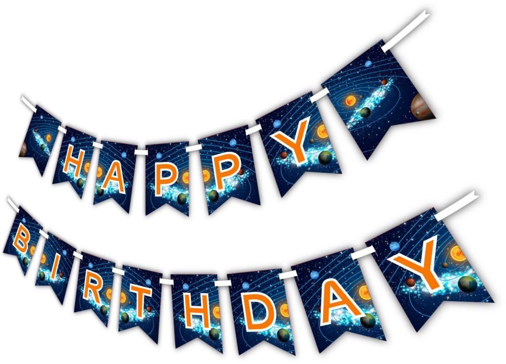 Cosmic Birthday Wallpaper: Festive Space-Themed Banner & Celestial Flags