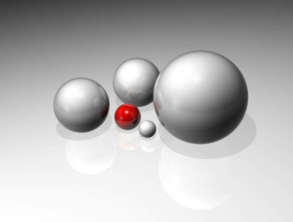 Mesmerizing 3D Red and White Spheres Set Against a Gradient Gray Canvas - Striking Background Image Wallpaper