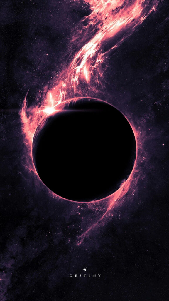 Stellar Spectacle: Captivating Black Hole Wallpaper Aglow with Fiery Red Flares and Celestial Surroundings