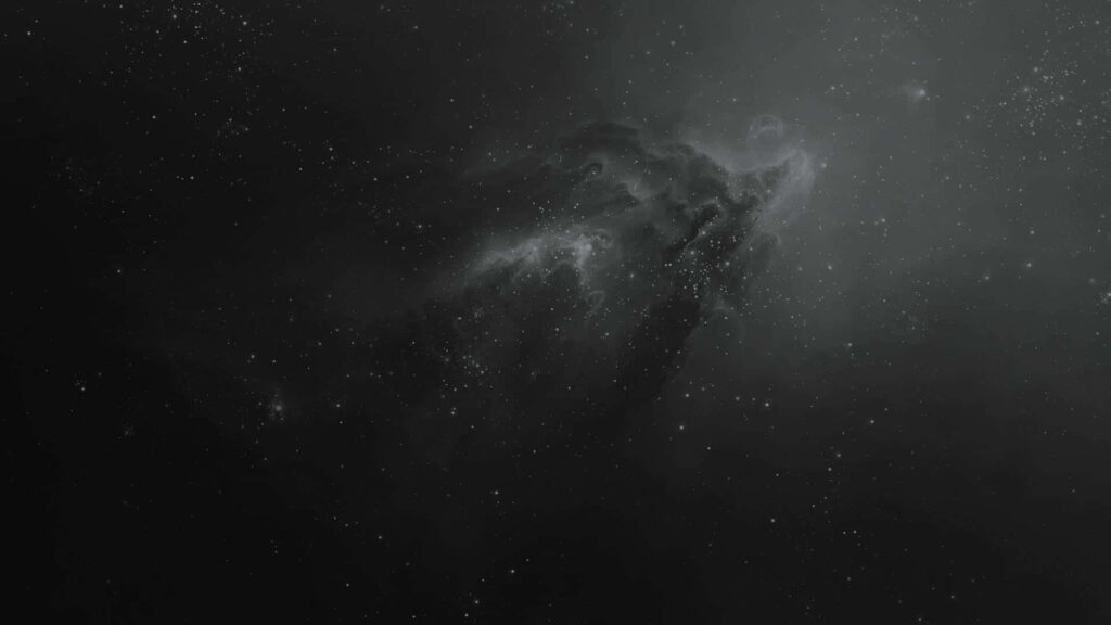 Dark cosmic nebula wallpaper with stars, evoking mystery and serenity in space.