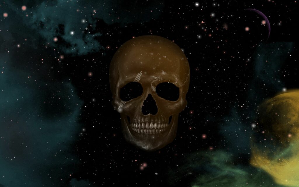 Cosmic Skull Wallpaper: Artful Space Background with Stars & Nebulas