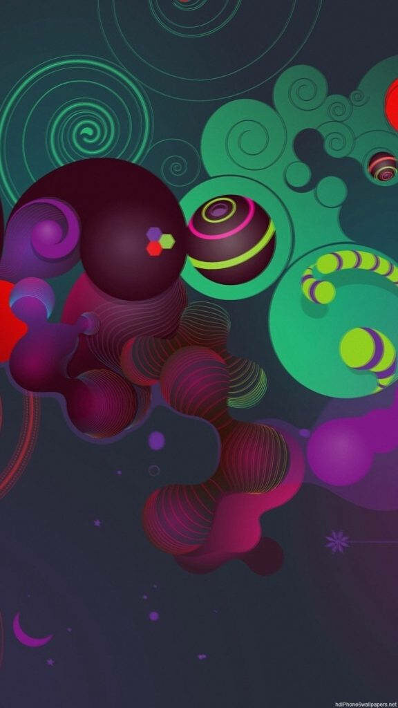 Vibrant Kaleidoscope: A Multicolored Abstract Iphone Wallpaper with Circular Patterns and Lines
