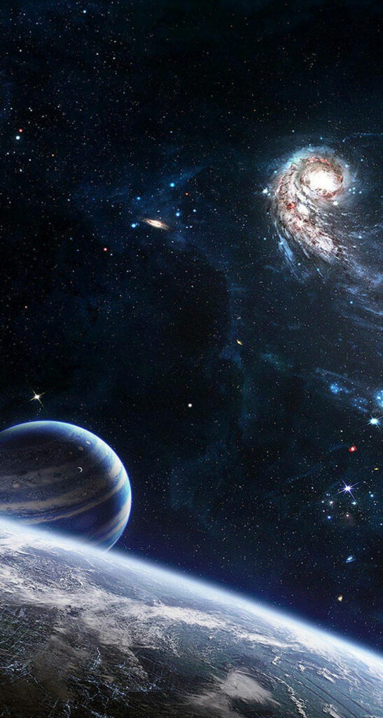 Stellar Serenity: A Mesmerizing Cosmic Portrait for Your Space iPhone Background Wallpaper