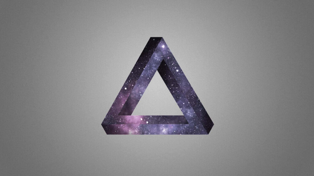 Cosmic Triangle Abstract Wallpaper on Minimalist Gray Background