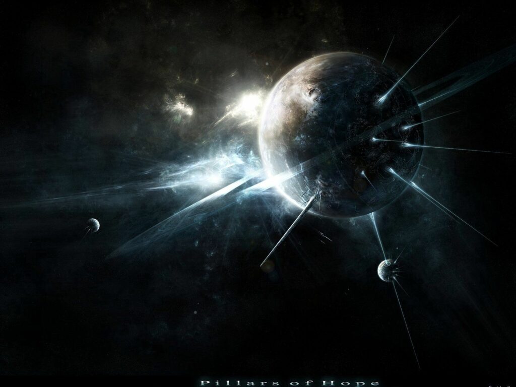 Captivating Cosmic Wallpaper: Mysterious Planet & Celestial Spikes