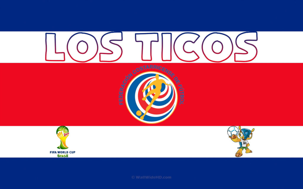 Costa Rica National Football Team wallpaper with flag colors emblem and football illustrations
