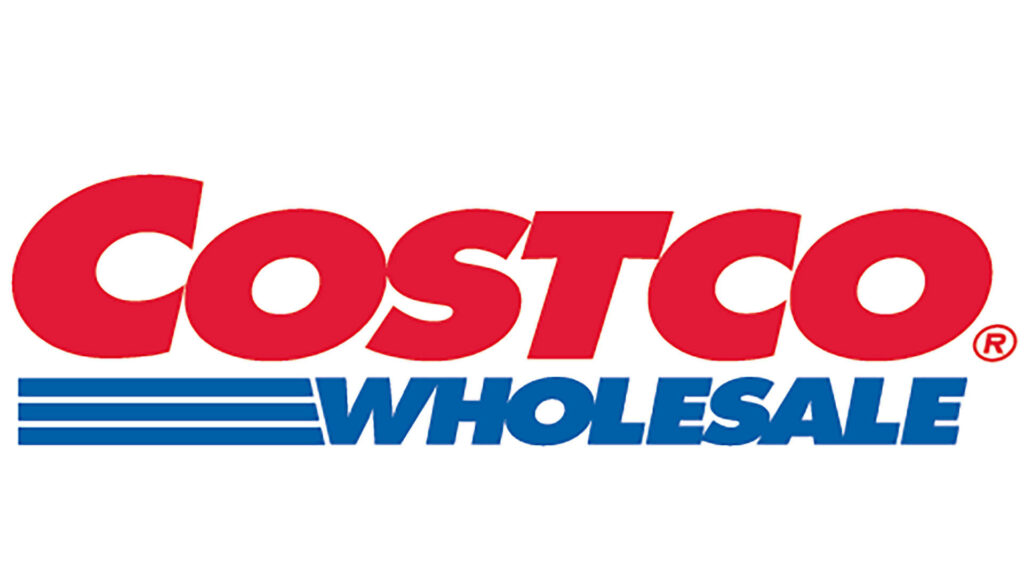 Costco Wholesale logo in red and blue on white background modern professional wallpaper design