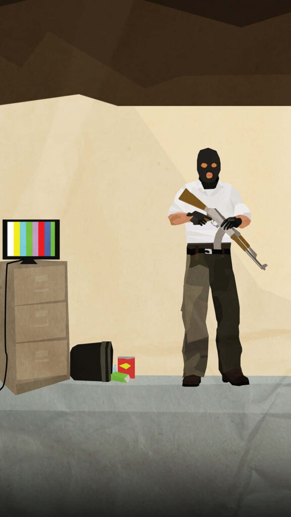 Terrorist Trooper Amidst Colorful Chaos: A Breathtaking Encounter in the CS:GO Universe Wallpaper