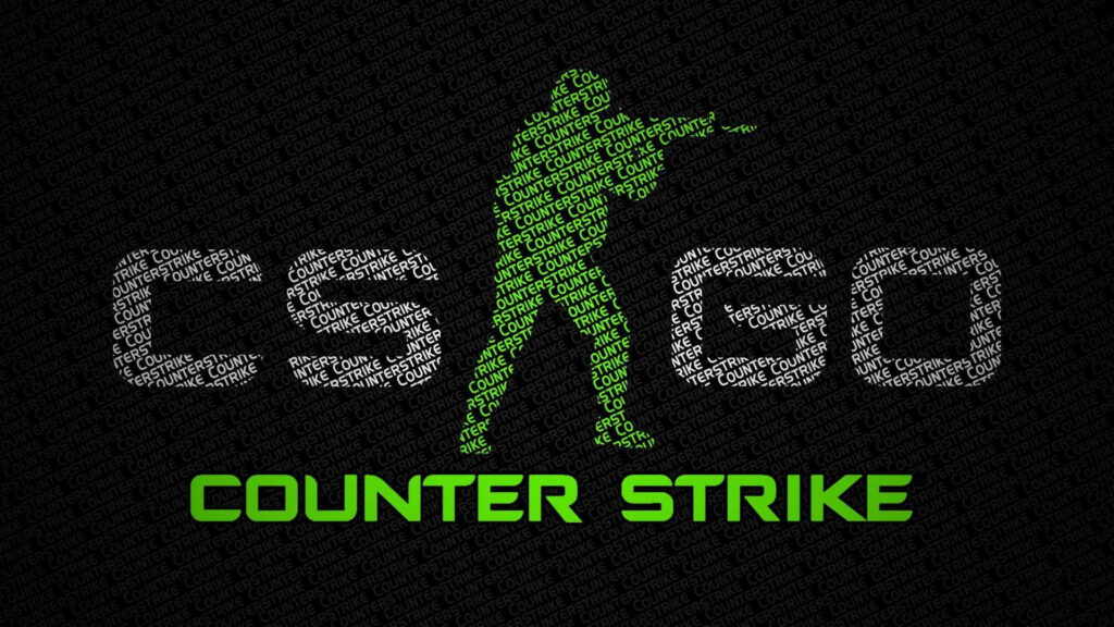 Stunning CS: GO Emblem in Green and White on a Captivating Black Backdrop Wallpaper