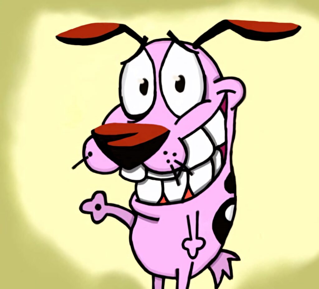 Courage The Cowardly Dog nervous expression pastel colors cartoon wallpaper background