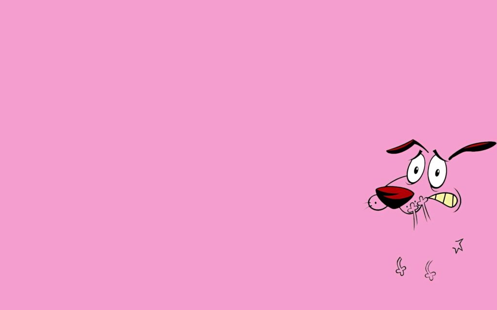 Courage the Cowardly Dog minimalist wallpaper vibrant pink background anxious expression cartoon