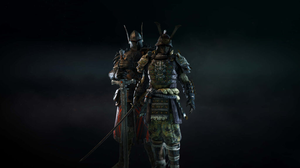 For Honor Game Wallpaper: Male and Female Samurai Warriors in Dramatic Style