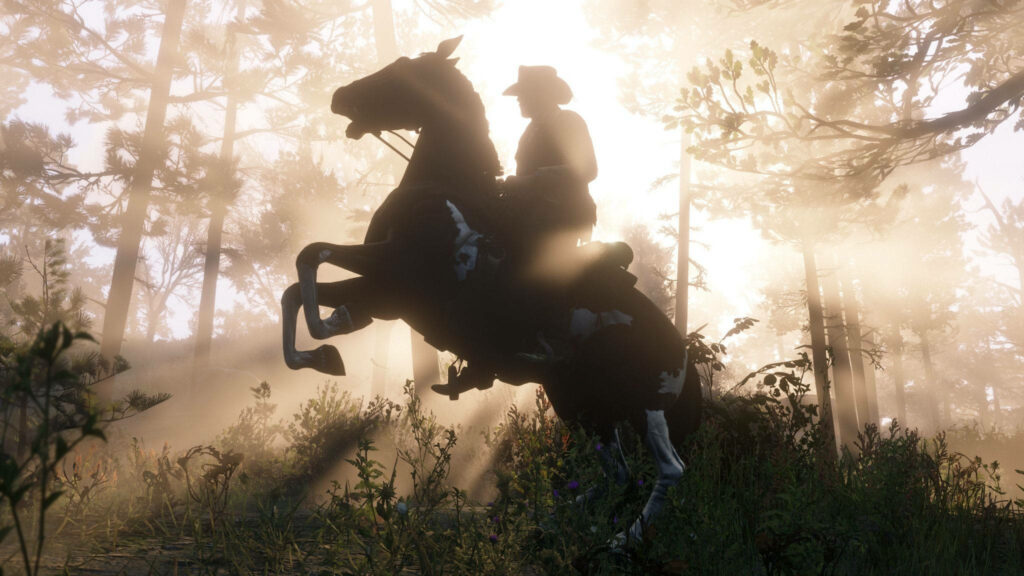 Stunning Cowboy Arthur Morgan Wallpaper: Adventure in Sunlit Forest