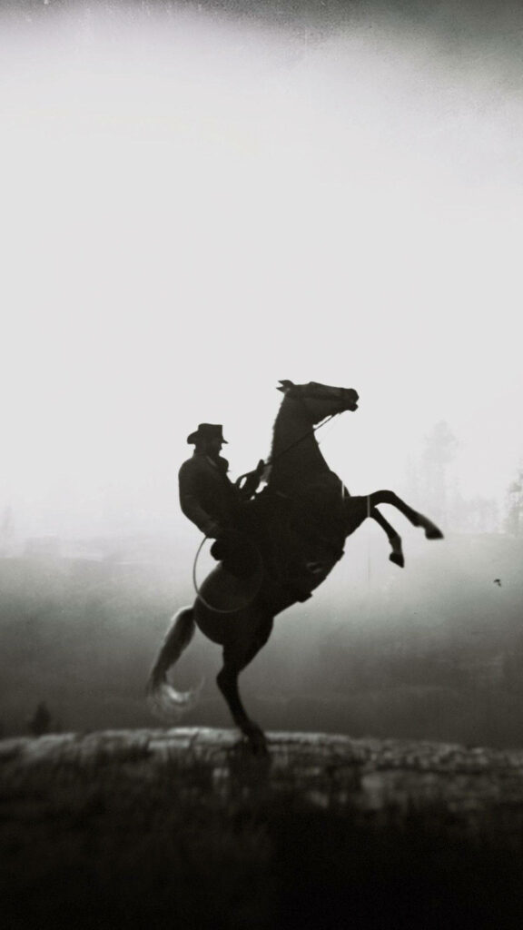 Wild West Cowboy Silhouette Wallpaper | Action-Packed Scene