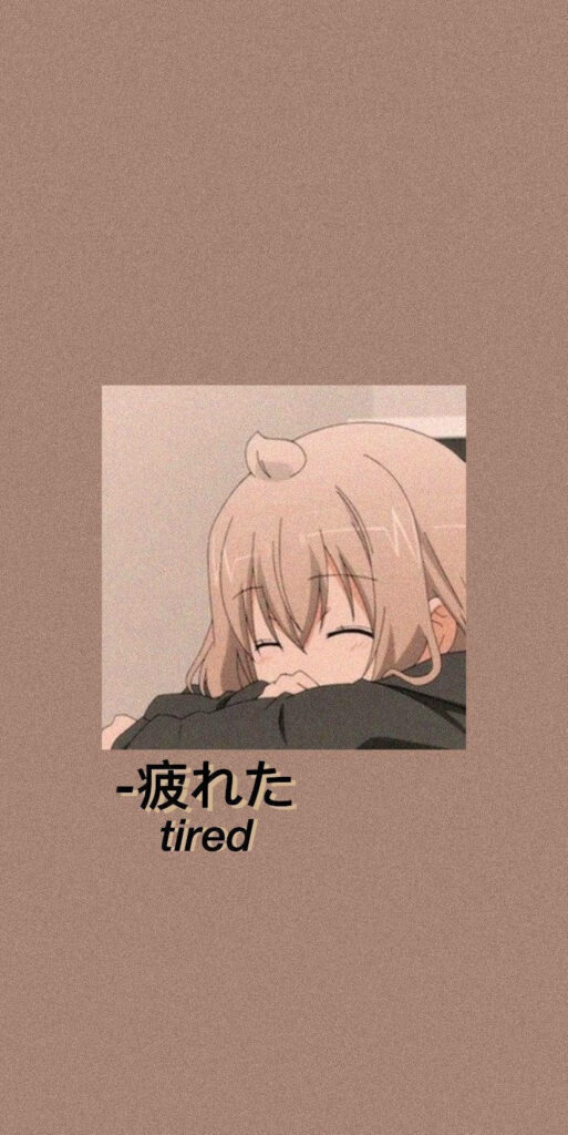 Cozy Anime Girl Wallpaper - Serene and Relaxing Brown Background