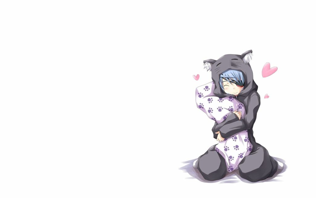 Cozy Anime Girl in Animal Jacket - Warm Wallpaper Design