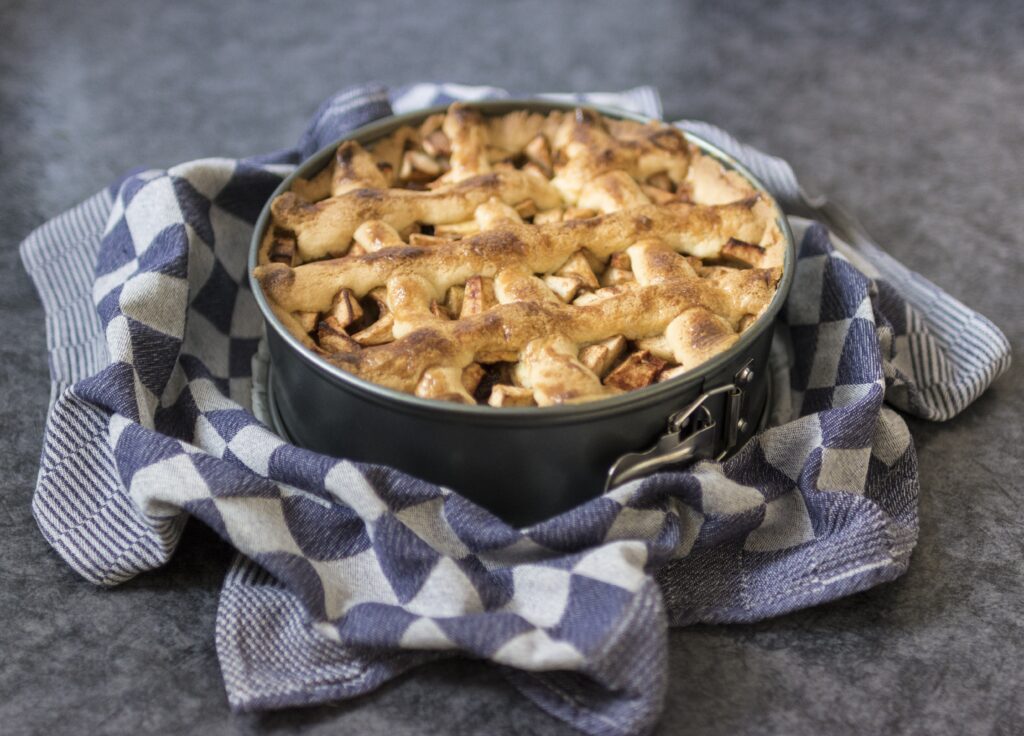 Cozy Apple Pie with Lattice Crust: Charming Wallpaper Background