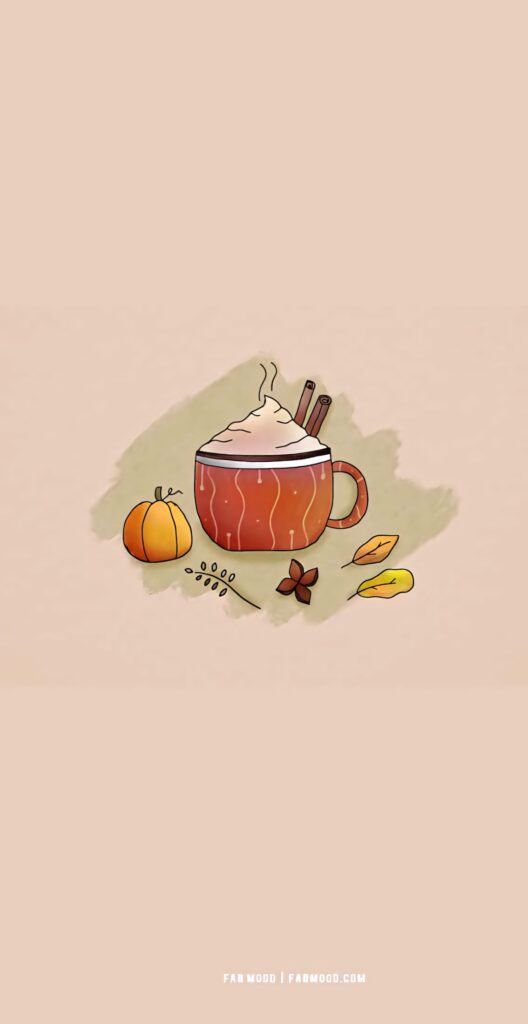 Warm Cocoa Wallpaper: Cozy Autumn Vibes with Whipped Cream & Leaves