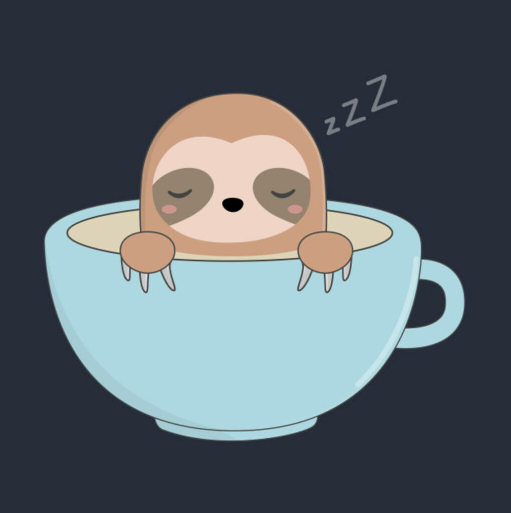 Baby Sloth Sleeping in Cozy Mug - Whimsical Wallpaper for Animal Lovers