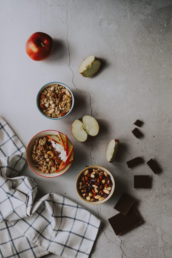 Cozy Breakfast Wallpaper: Porridge, Nuts, Fruits & Chocolate Delight