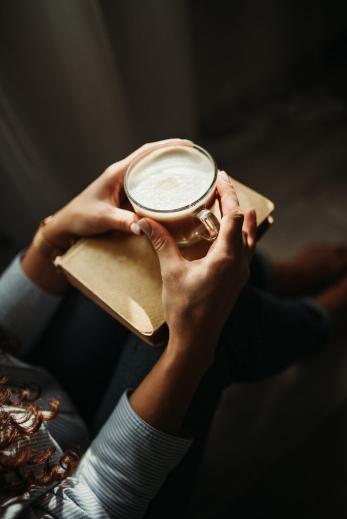Cozy Cappuccino & Book: Relaxing Wallpaper for Inviting Atmosphere