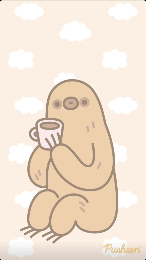 Adorable Cartoon Sloth Wallpaper: Cozy Clouds & Pastel Serenity