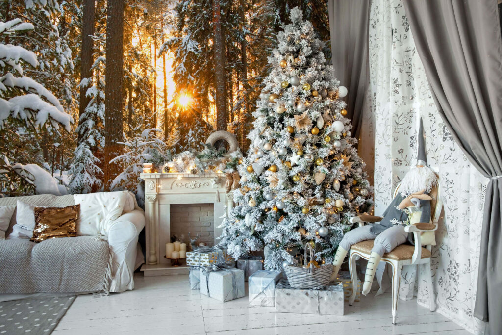 Cozy Christmas Living Room Wallpaper: Warm Holiday Atmosphere