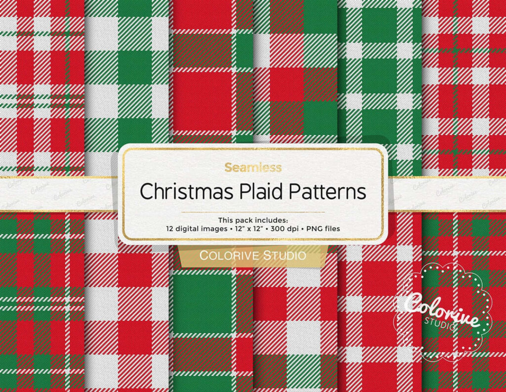 Cozy Christmas Plaid Wallpaper: Classic Red, Green & White Patterns