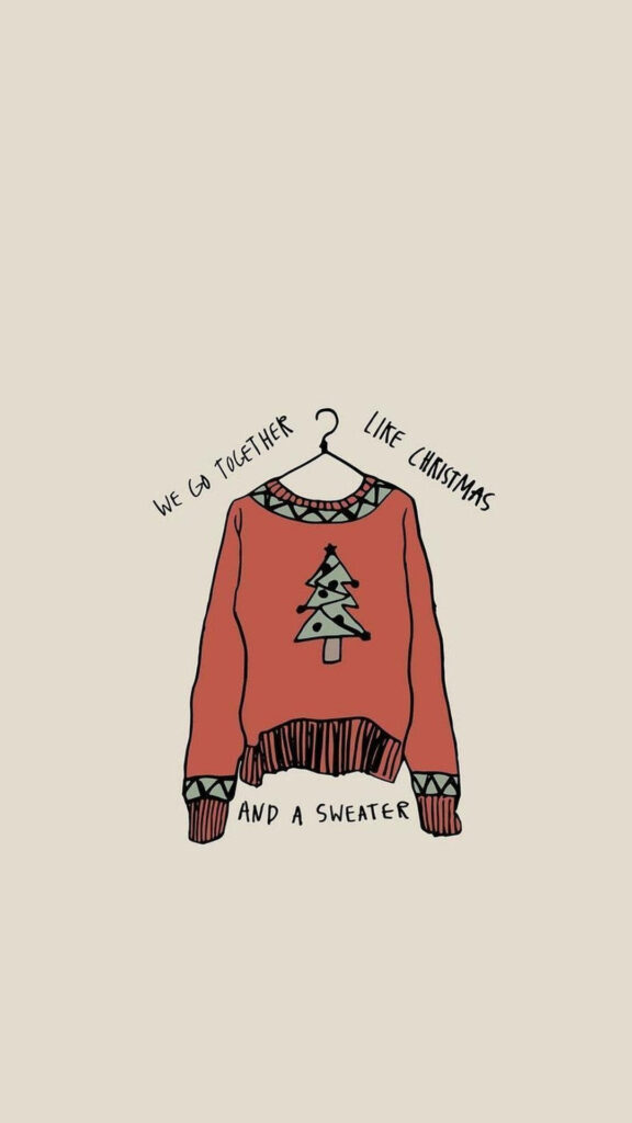Cozy Christmas Sweater Illustration: Festive & Heartwarming Design Wallpaper