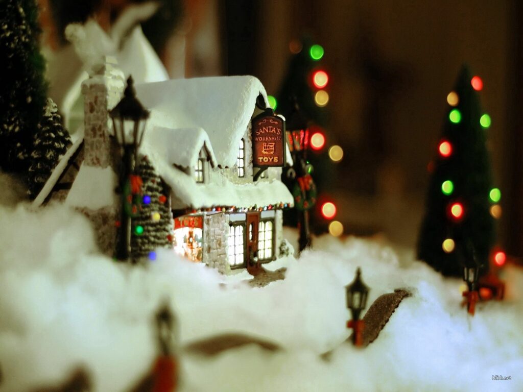Cozy Snow-Covered House Wallpaper for Festive Holiday Spirit