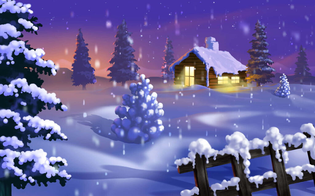 Cozy Winter Wallpaper: Serene Snowy Scene for Christmas Background