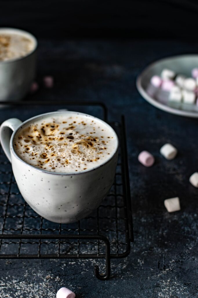 Cozy Coffee & Marshmallows: Rustic Wallpaper Background