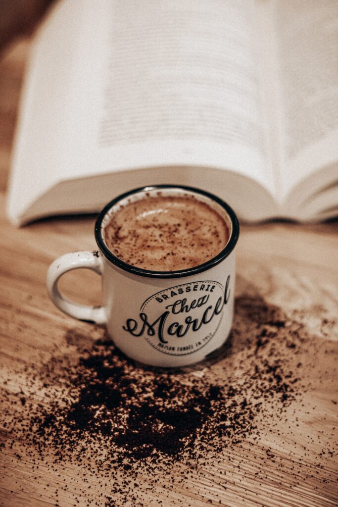 Cozy Coffee Scene with Book: Relaxing Wallpaper Background