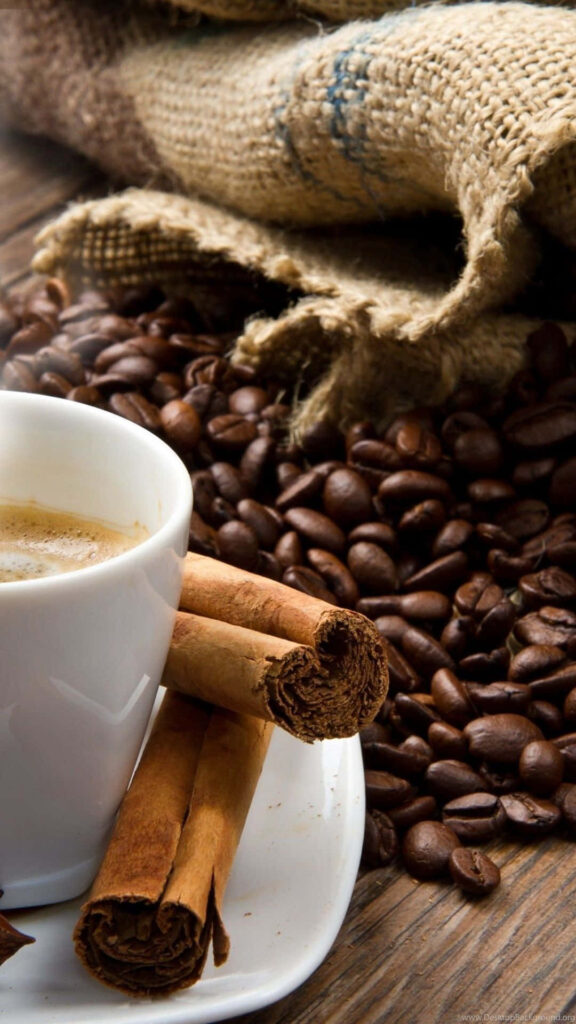 Cozy Coffee Wallpaper: Cup, Cinnamon, and Rustic Ambiance