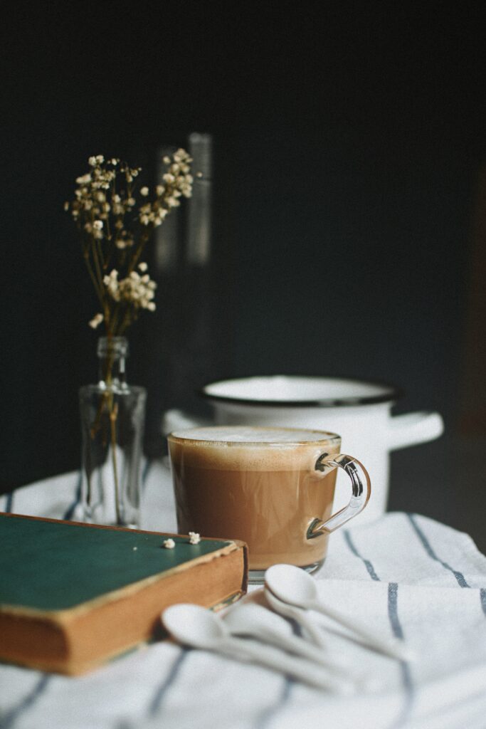 Cozy Coffee & Book Scene with Flowers - Relaxing Wallpaper Background