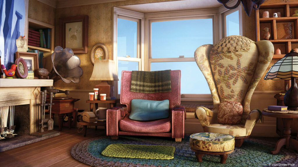 Cozy Up Living Room Wallpaper: Ellie & Carl's Iconic Chairs