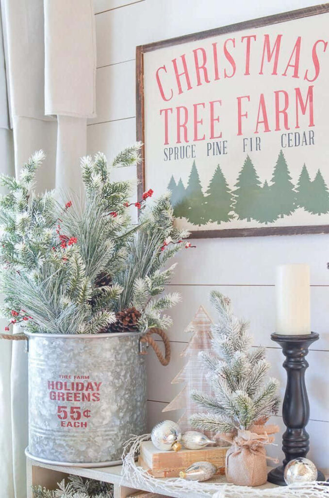 Cozy Farmhouse Christmas Wallpaper: Snowy Pines & Rustic Charm