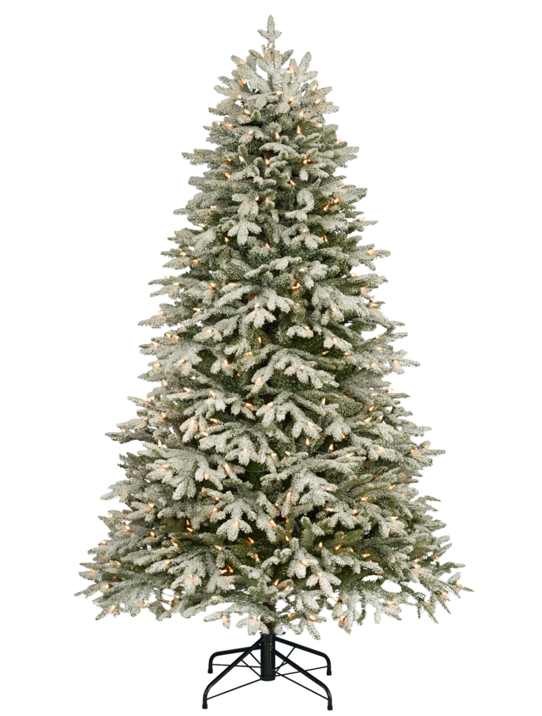 Cozy Frosted Christmas Tree Wallpaper with Warm Lights Background