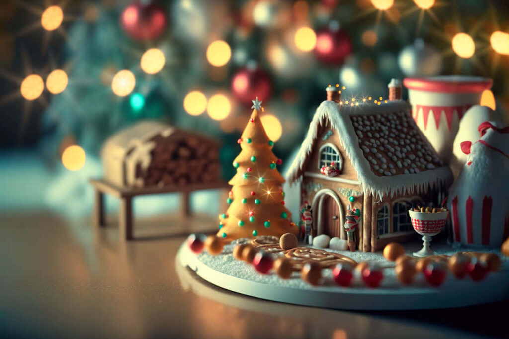 Cozy Gingerbread House Wallpaper for a Joyful Holiday Background
