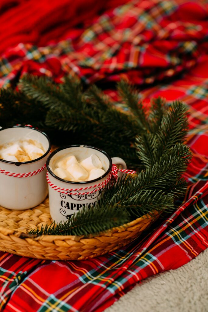 Festive Mugs & Marshmallows: Cozy Holiday Wallpaper Background