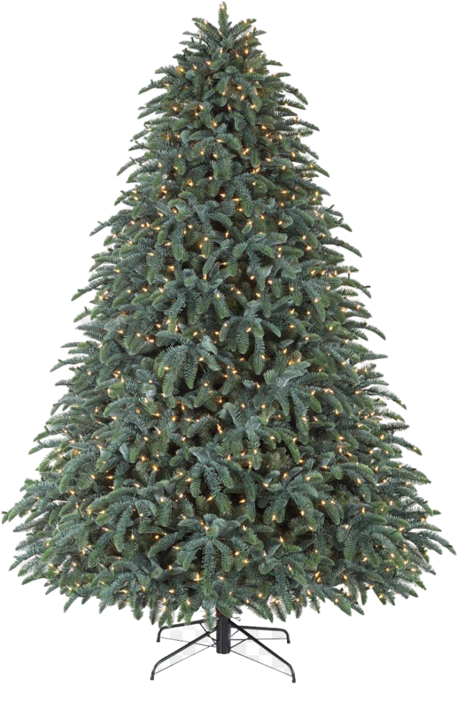Festive Pre-Lit Artificial Christmas Tree Wallpaper for Holiday Decor